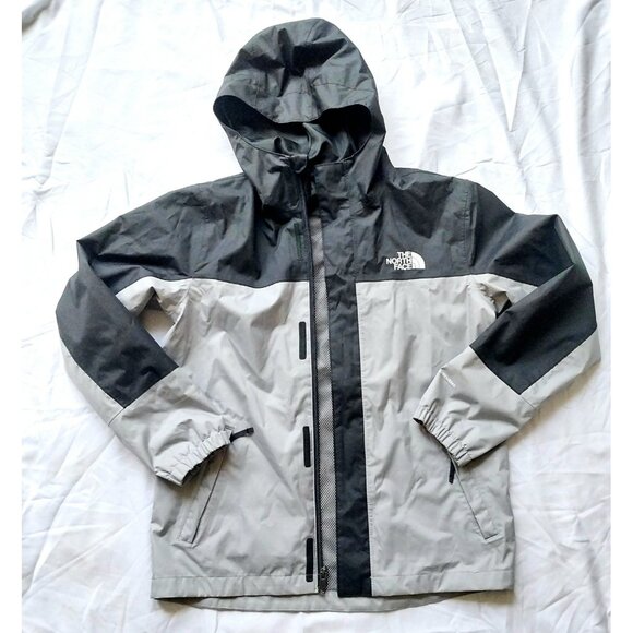 The North Face Antora Dryvent Waterproof Hooded Jacket Gray Black Boys Large 12 - Picture 1 of 7